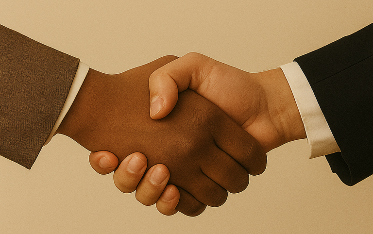 Aperto de mão entre prestadores de serviços