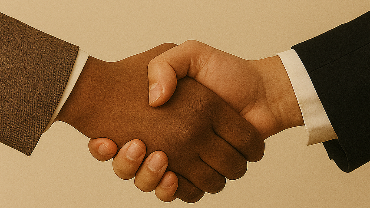 Aperto de mão entre prestadores de serviços